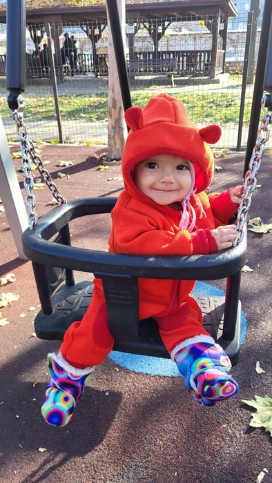 Overall din lână merinos si cagulă