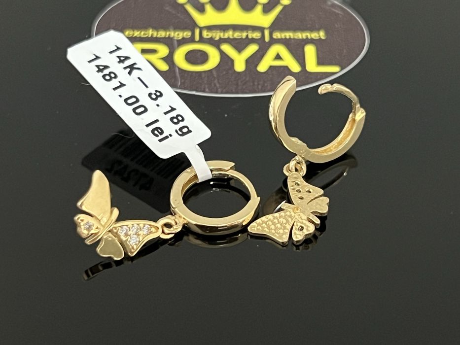 Bijuteria Royal CB : Cercei fluturi aur 14K 585  3,18 gr
