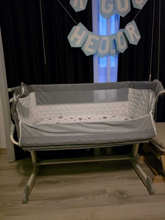 Pătuț copii Lionelo Theo – gri închis – stare foarte bună