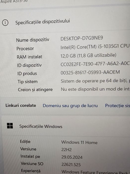 Vand laptop Acer i5 Gen 10