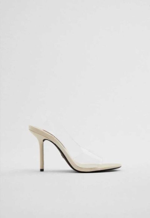 елегантни ZARA сандали на висок ток с прозрачна част