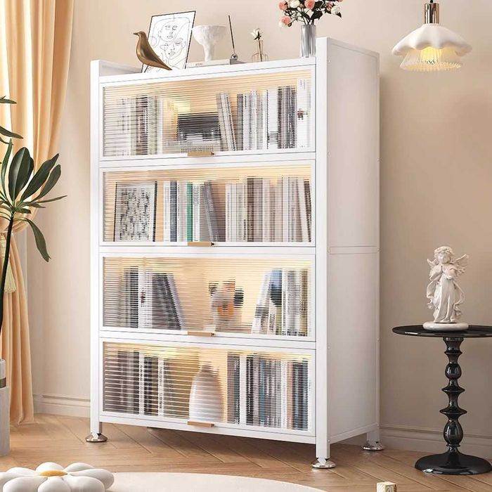 Книжный шкаф с откидной дверцей — прочный, пылезащитный, металлический