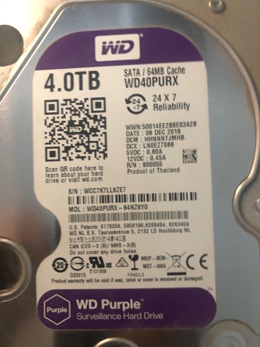 Жесткий диск HDD 4 TB Western Digital Purple