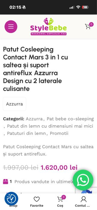 Patut Cosleeping 3in1 cu saltea si suport