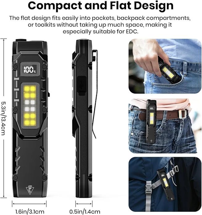 Многофункционален фенер, 1000mAh, 5-степенно регулиране, ярка светлина