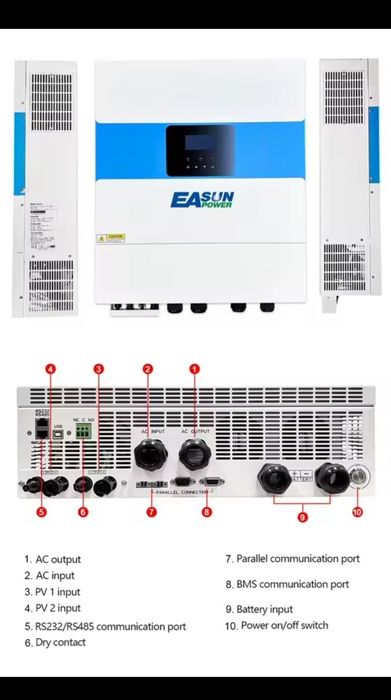 Invertor 11KW Hybrid EaSun baterii monofazic trifazic paralel offgrid