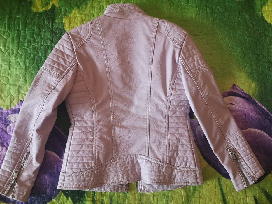 Детско лилаво кожено яке и шушляково 7-8 г. пролет-есен