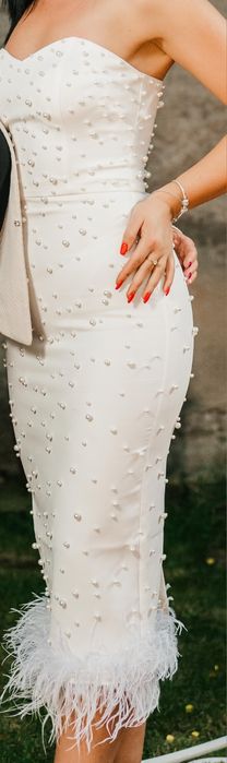 Rochie Damă Midi cu Perle - Aphrodite