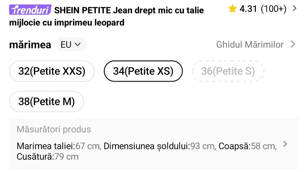Blugi lungime petite
