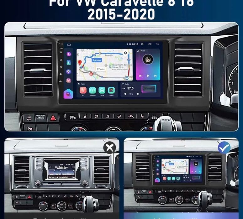 Navigatie Android VW Transporter Waze YouTube GPS Carplay BT