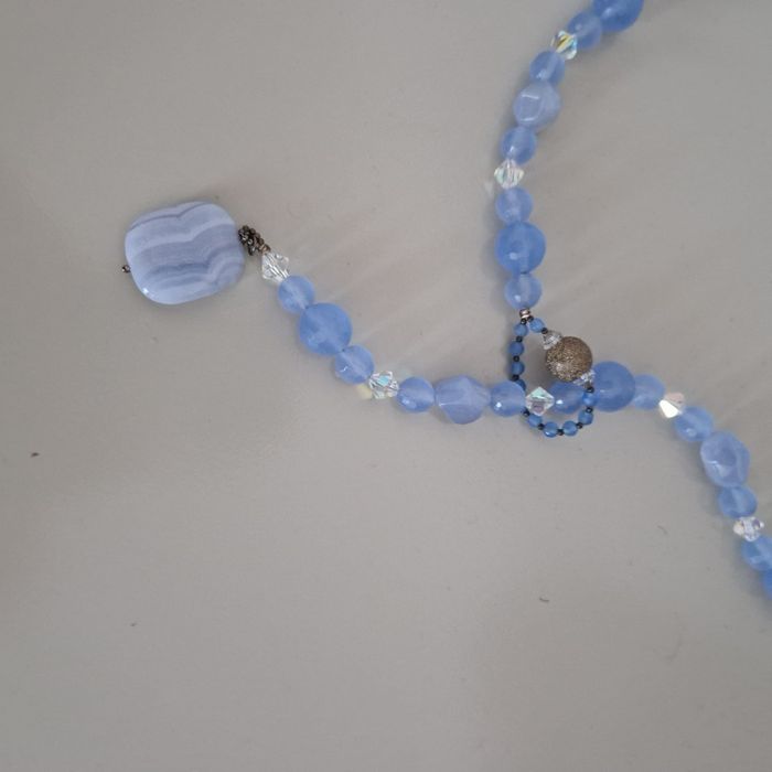 Colier cu pietre Swarovski si acvamarin