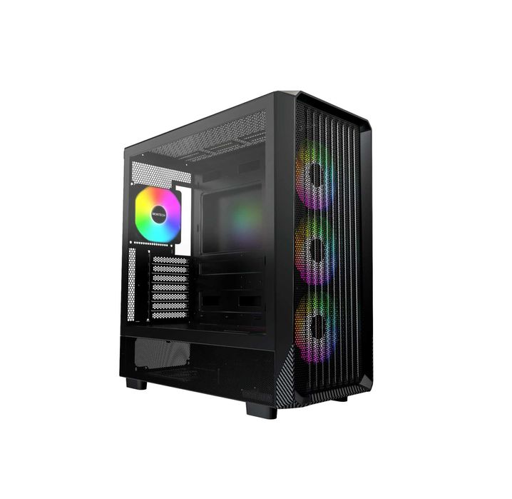 { Montech X5 Black +3xCooler RGB Black корпус для ПК (360mm)