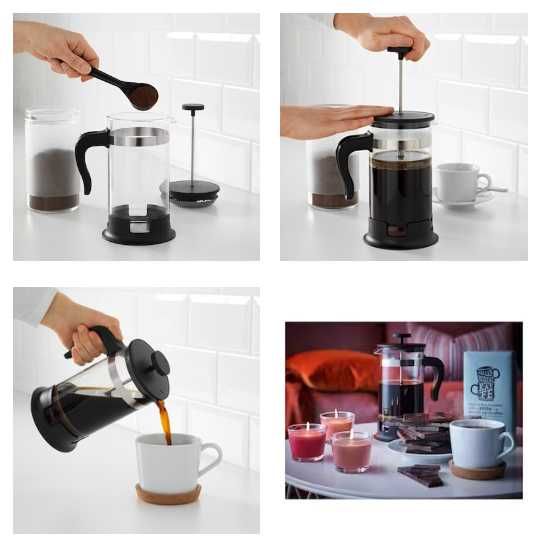 Set de cafea 12 piese 6 cesti 6 farfurioare, imprimeu floral