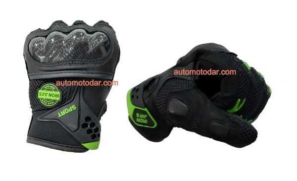 Мото ръкавици кожа и карбон за тъчскрийн