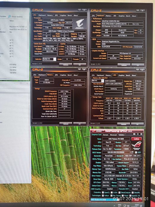 Комплект Ryzen 7 5800X, RAM 32GB DDR4 3200, Asus Rog Strix B550F Gaming WiFi