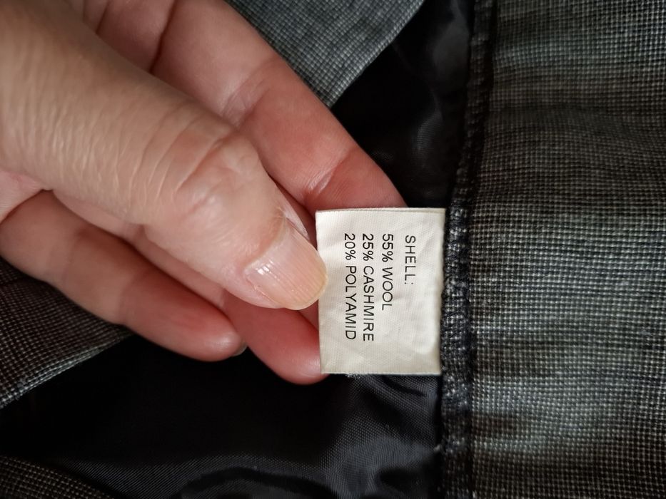 Дамски костюм сако и панталон от вълна и кашмир тъмносив EU42