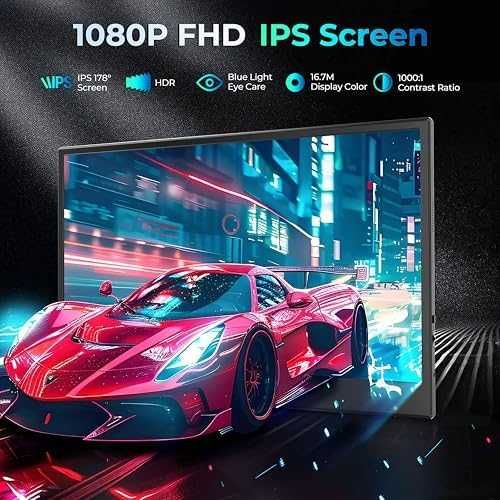 Нов 15.6'' Преносим IPS Монитор USB-C HDMI за Лаптоп PS5 Xbox с калъф