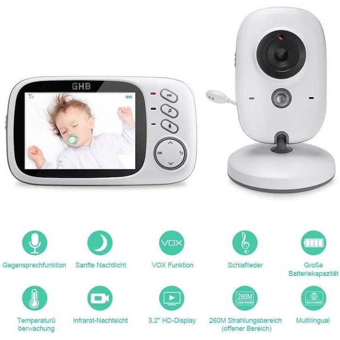 Baby Monitor si Camera Audio-Video, ABM600, Supraveghere Bebe, Ecran afisare 3.5 Inch