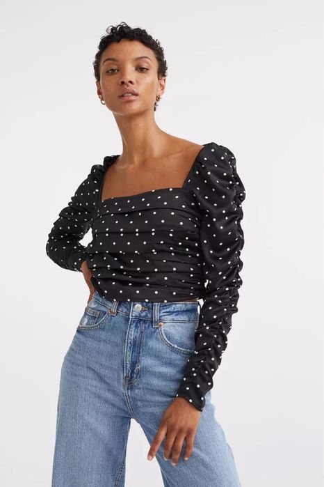 Черна блуза с точки - XS