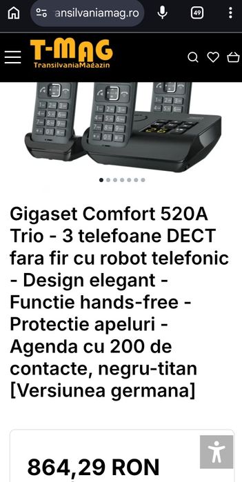 Gigaset Comfort 520A Trio - 3 telefoane DECT fara fir cu robot telefon