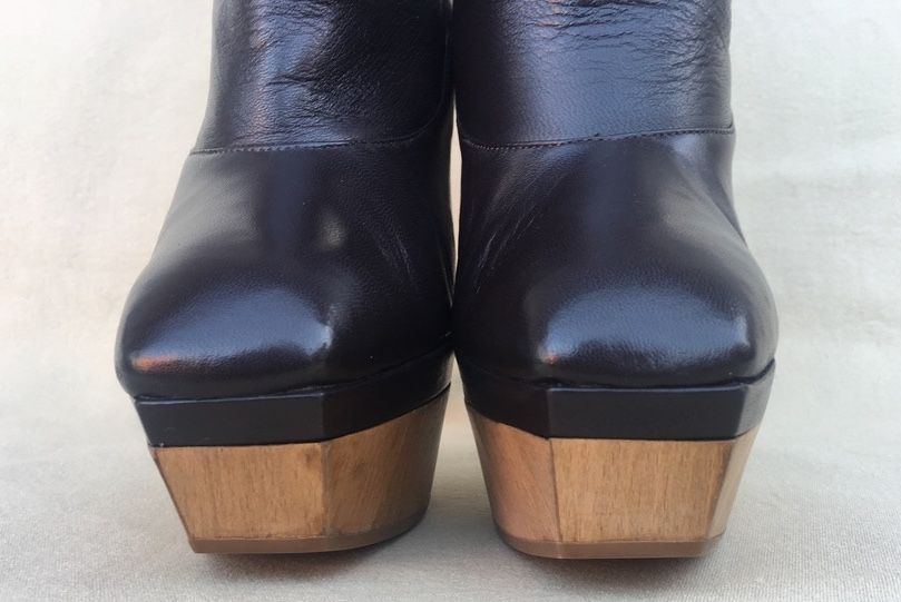 MARNI Superbe Botine Fashion Maro Platforma Lemn Original Piele nr.39