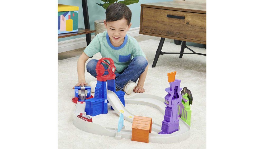 Paw Patrol Комплект с писта за игра  с 2 изстрелвачки метална количка