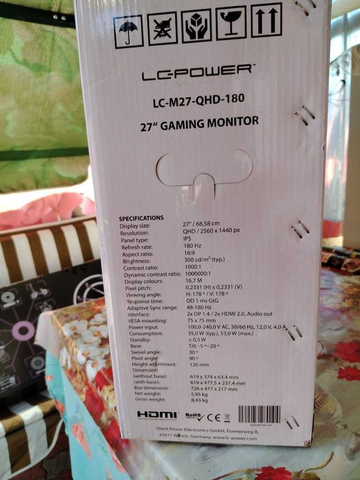 Monitor Gaming LC-Power LC-M27-QHD-180