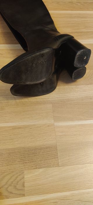Cizme din piele naturala, brand Zara, negru, mărime 38