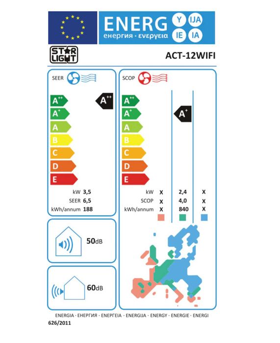 Aparat de aer conditionat Star-Light Control WiFi, Inverter, 12000 BTU