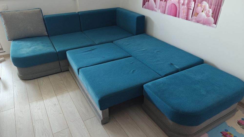 Coltar extensibil albastru gri 225x295