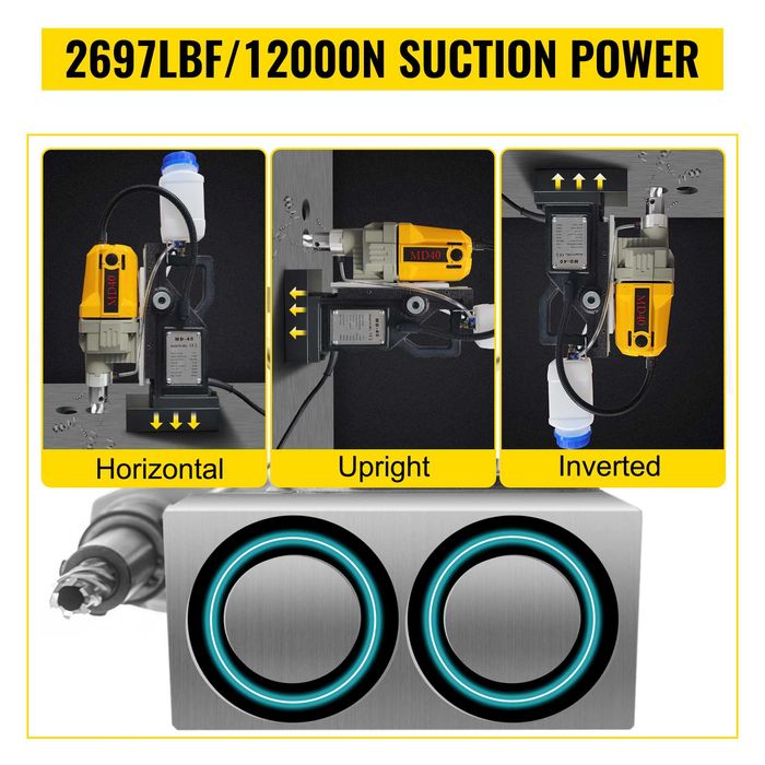 Bormașină magnetică 1100W, diametru 40mm, 12000N, 580 RPM, 12 burghie