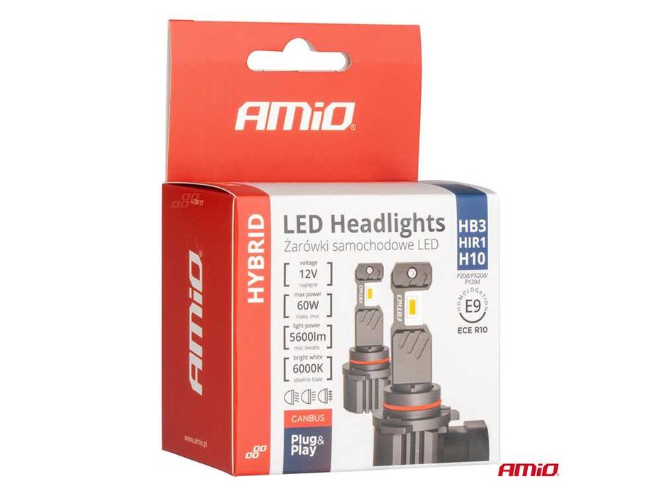 Крушки AMIO HYBRID LED HB3, HIR1, H10 6000K 60W