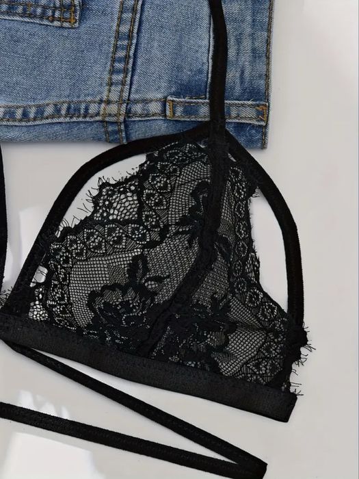 Комплект бельо, черно бельо, дантелено бельо