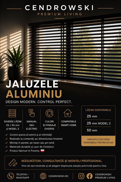 Jaluzele aluminiu la comandă 25/50 mm | Cluj | Manuale & electrice