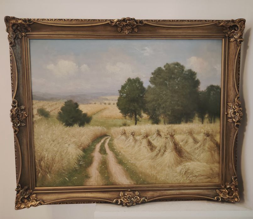 Ulei pe pânză o lucrare veche semnată încadrata Intr o rama Blondel di