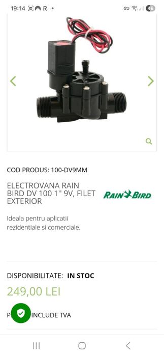 Electrovalva 9V DV  Rain bird