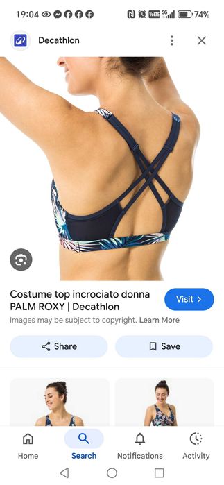 НОВ дамски бански ROXY размер XS + подарък долнище RESEVED, размер S