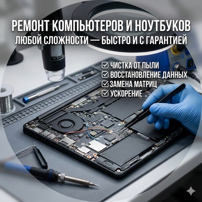 Ремонт компьютеров и ноутбуков любой сложности. Выезд или на дому