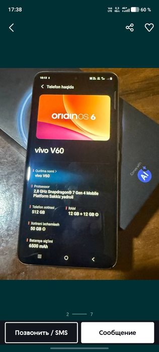 Vivo V60 16/512 sotiladi yoki obmen