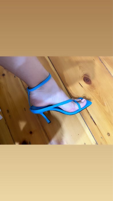 Голубые Босоножки под Bottega Veneta