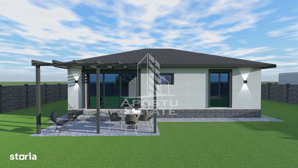 Casa individuala pe parter, 4 camere si 2 bai, 530 mp teren