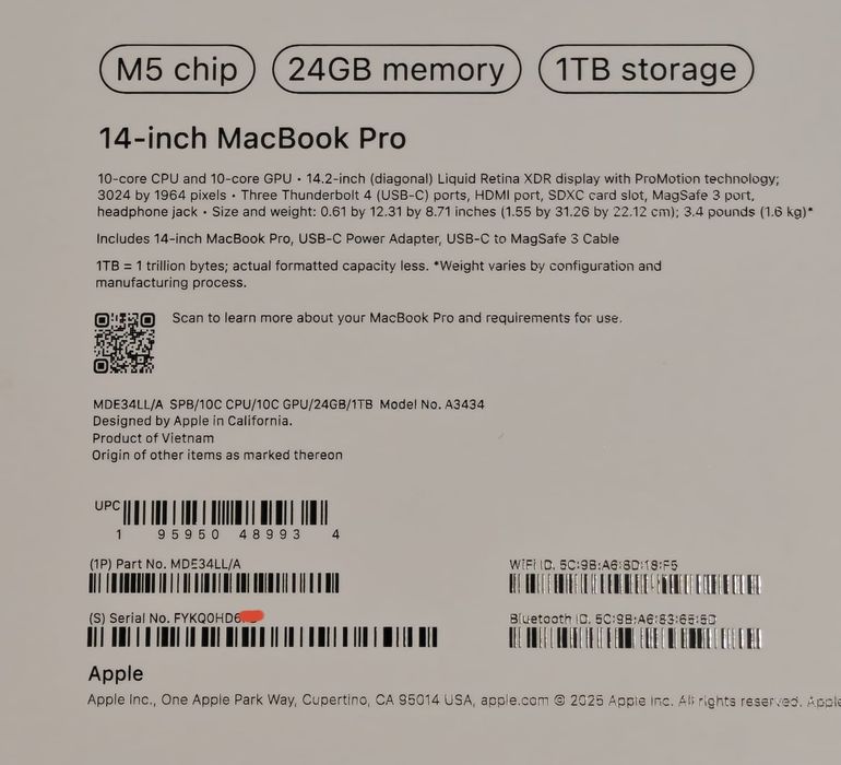 MacBook Pro 14 M5 24/1TB 100%