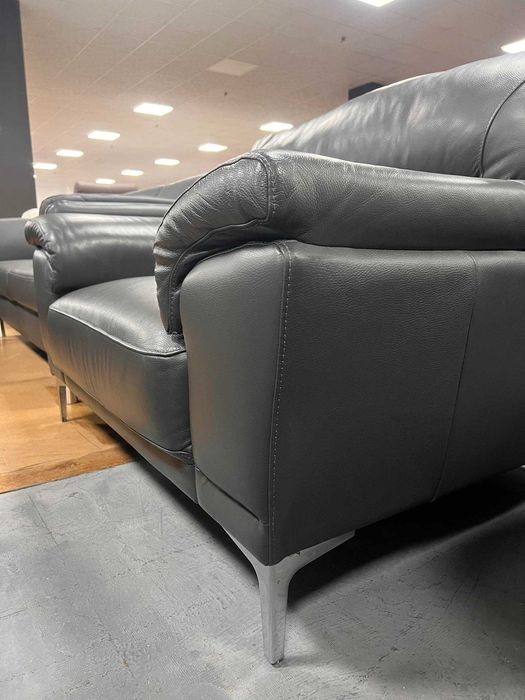 Сив кожен фотьойл