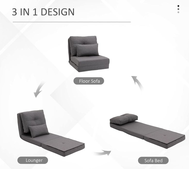 3 в 1 разтегателен сгъваем фотьойл HOMCOM