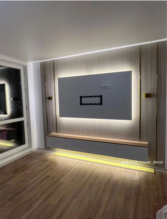 Монтаж бамбуковых  панелей