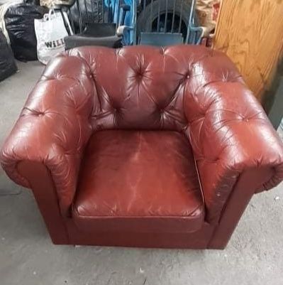 Честърфийлд , фотьойл естествена кожа