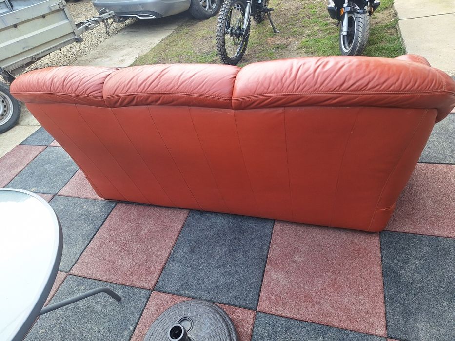 Canapea piele naturală + fotoliu