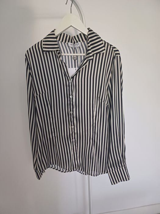 Cămașă satinată BSB negru crem dungi M