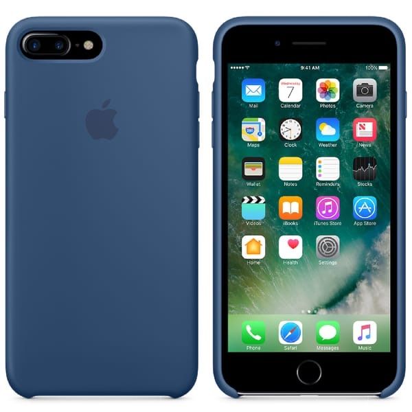 Husă Apple originală din silicon pentru iPhone 8 Plus, Ocean Blue
