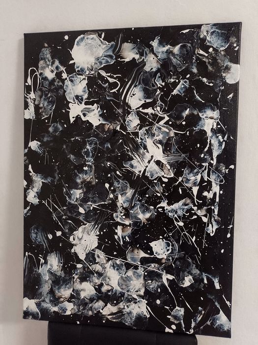 Tablou abstract, pictat cu vopsele acrilice